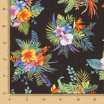 Tecido Popeline de Algodão Hibíscos Preto - Ribes y Casals