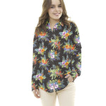 Tecido Popeline de Algodão Hibíscos Preto - Ribes y Casals