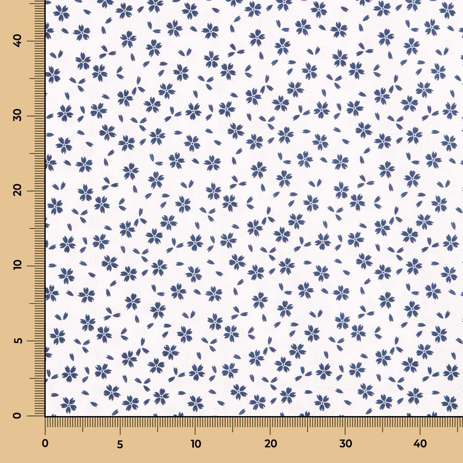 Tecido Popeline de Algodão Folhagem Azul - Ribes y Casals