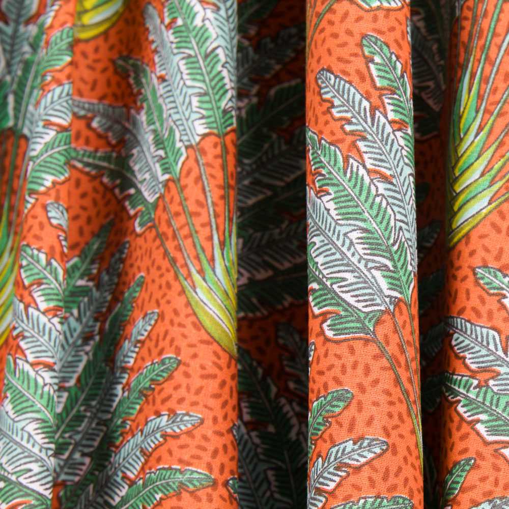 Tecido de Algodão Popeline Madagascar Laranja - Ribes y Casals