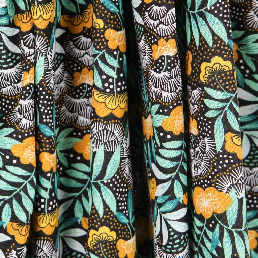 Tecido de Algodão Popeline Nagoya Ocre - Ribes y Casals