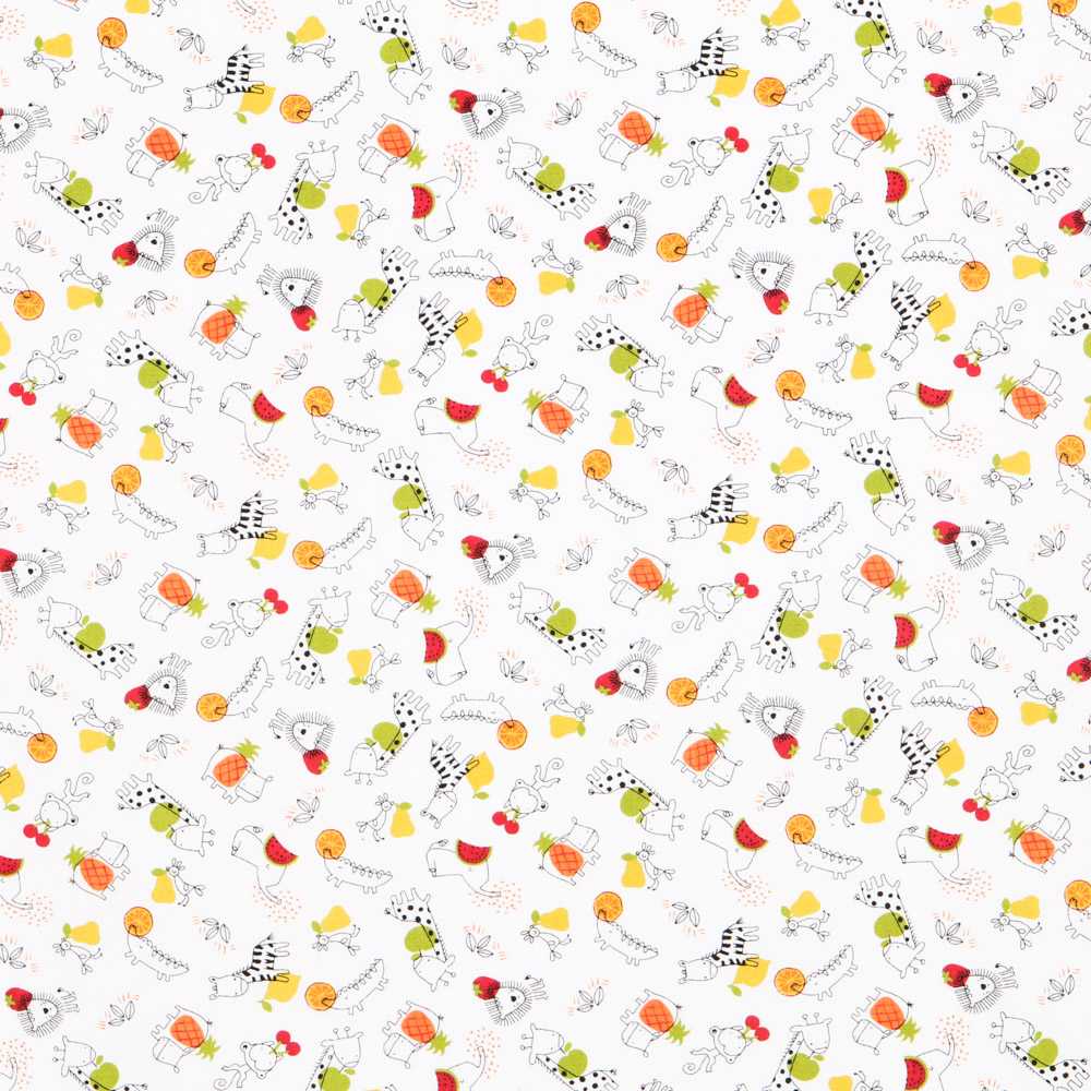 Popeline de Algodão Orgânico Zoo Vermelho - Ribes y Casals