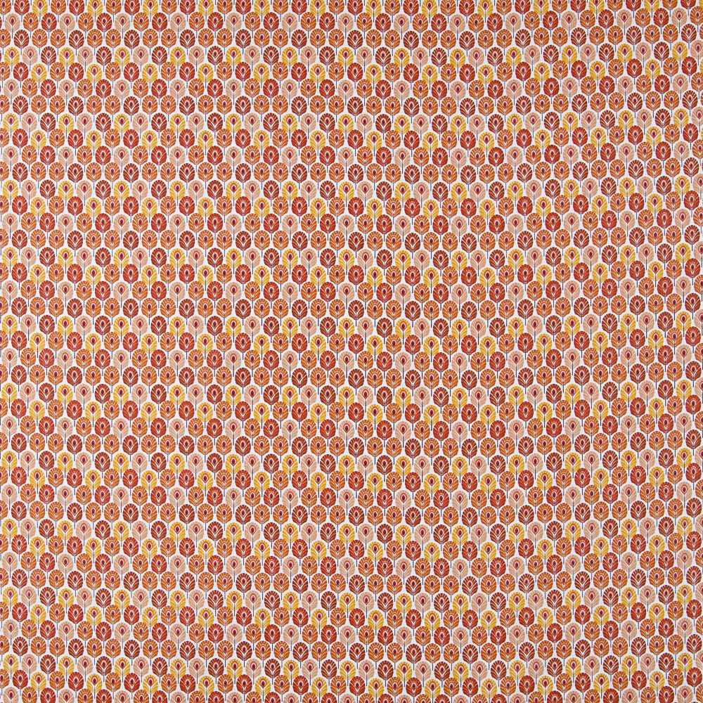 Tecido Popeline de Algodão Plumas Laranja - Ribes y Casals