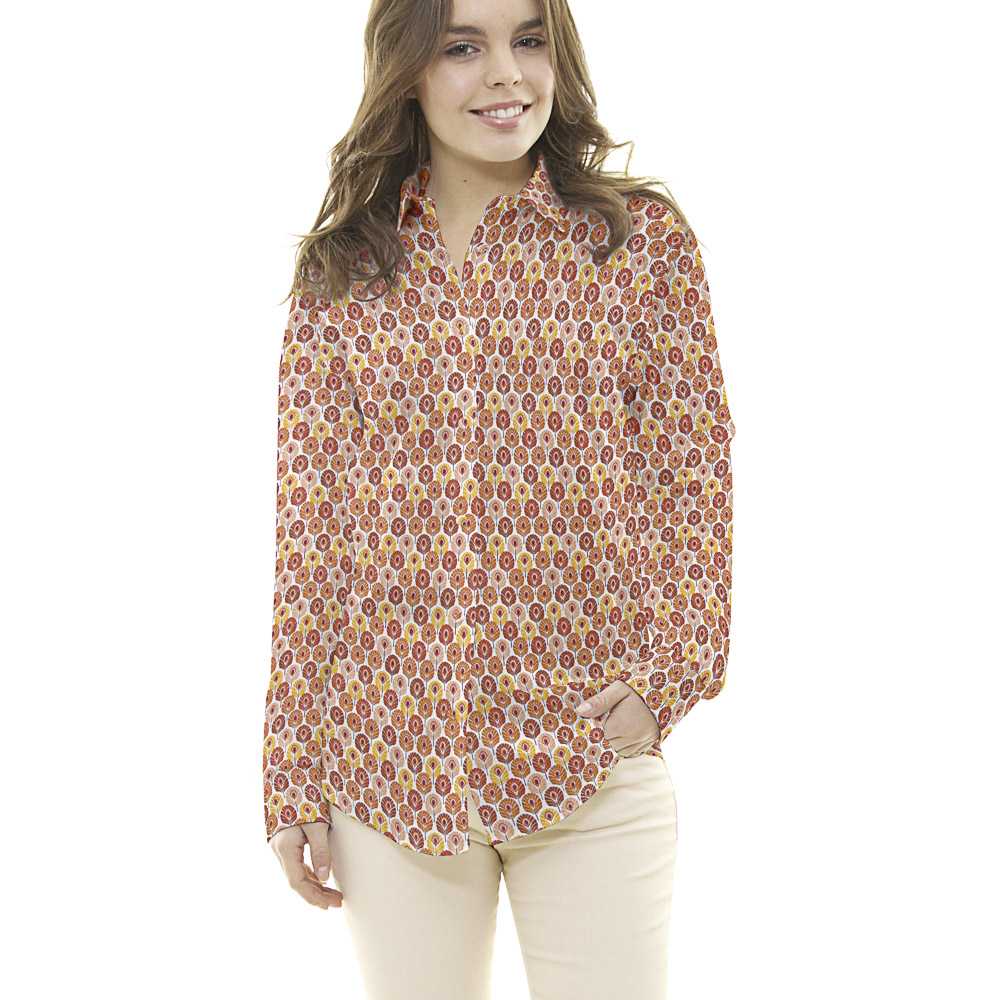 Tecido Popeline de Algodão Plumas Laranja - Ribes y Casals