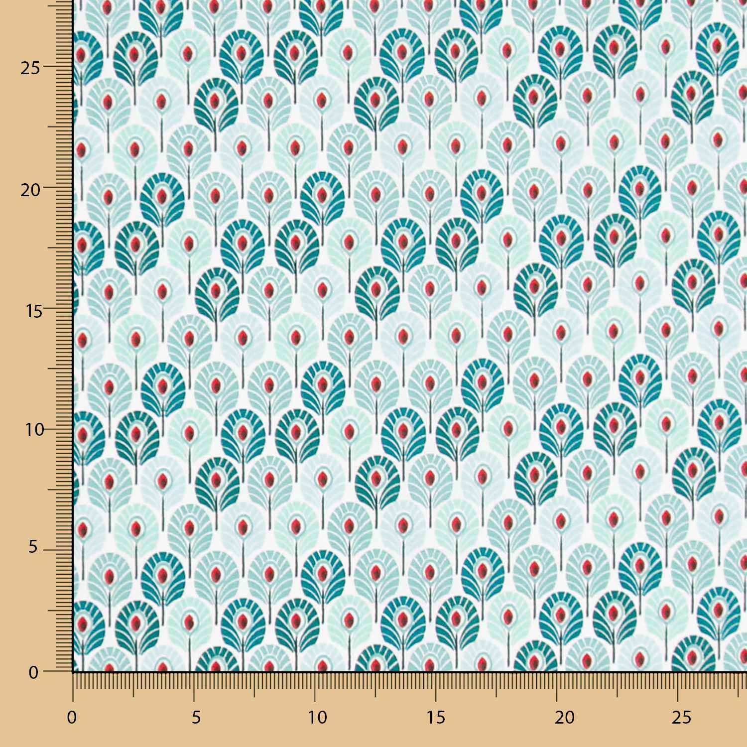 Tecido Popeline de Algodão Plumas Verde - Ribes y Casals