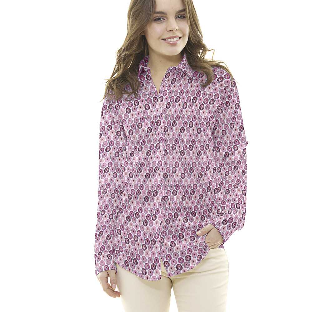 Tecido Popeline de Algodão Plumas Violeta - Ribes y Casals