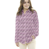 Tecido Popeline de Algodão Plumas Violeta - Ribes y Casals