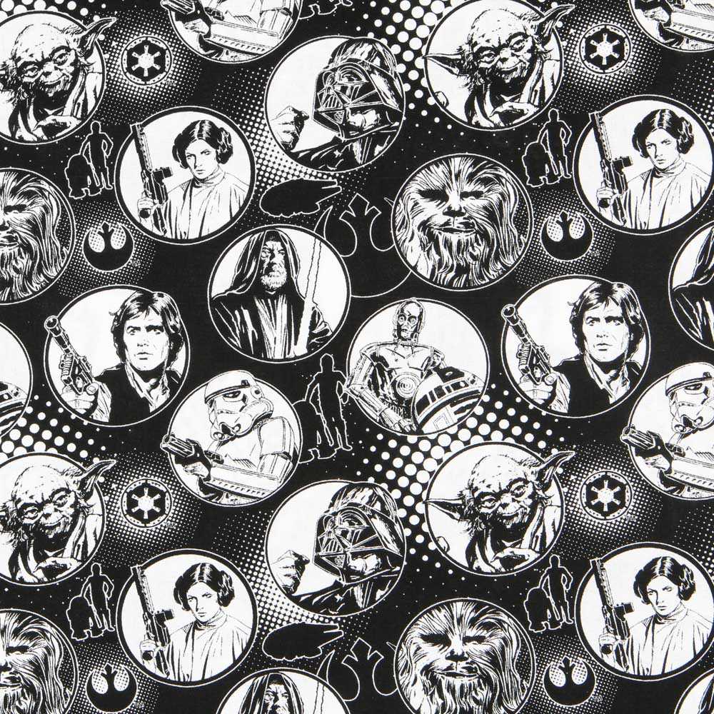 Tecido Popeline Star Wars Preto - Ribes y Casals