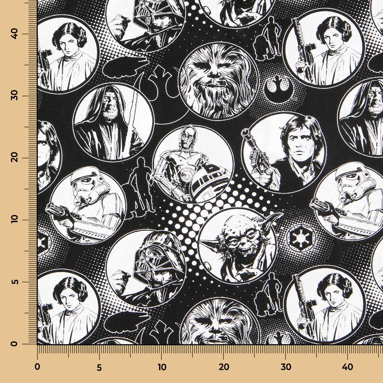 Tecido Popeline Star Wars Preto - Ribes y Casals