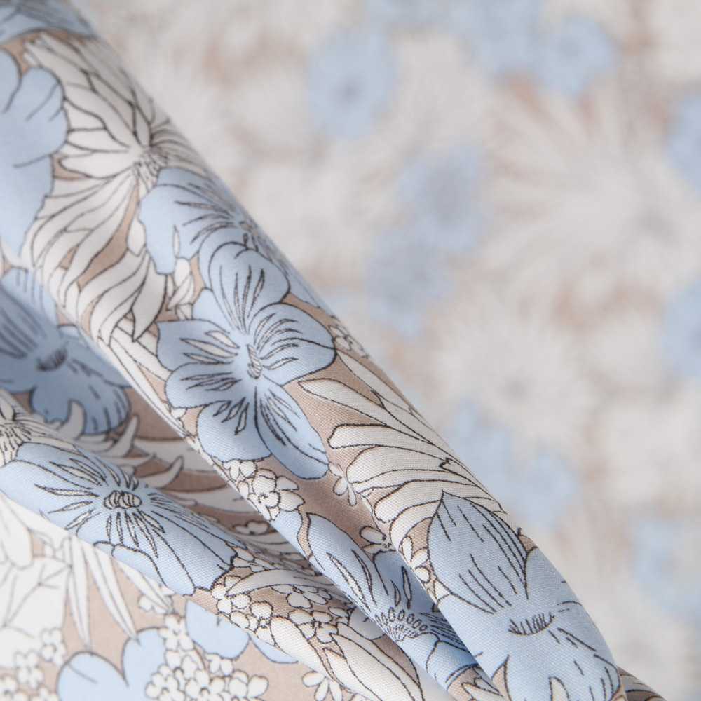 Tecido de Algodão Popeline Tropical Azul - Ribes y Casals