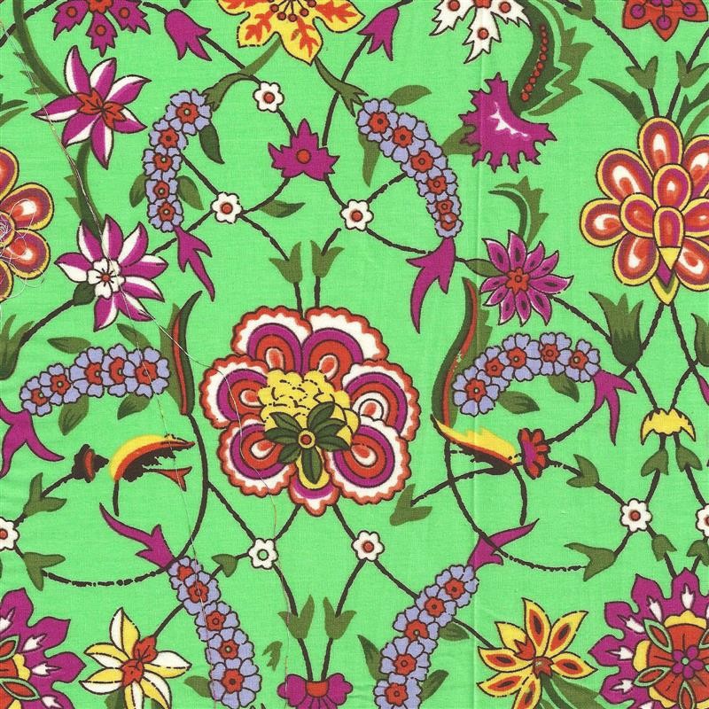 Popeline Flor Fundo Verde - Ribes y Casals