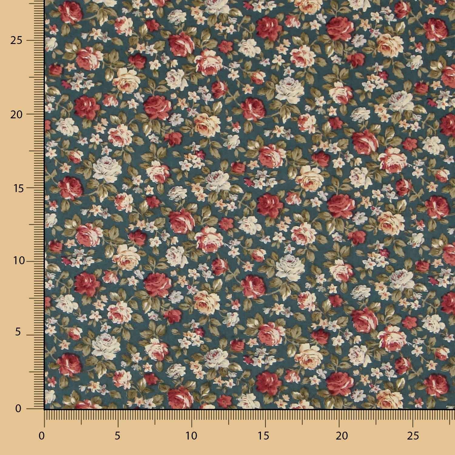 Popeline Floral Cretona Verde - Ribes y Casals