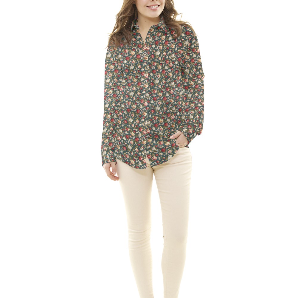 Popeline Floral Cretona Verde - Ribes y Casals