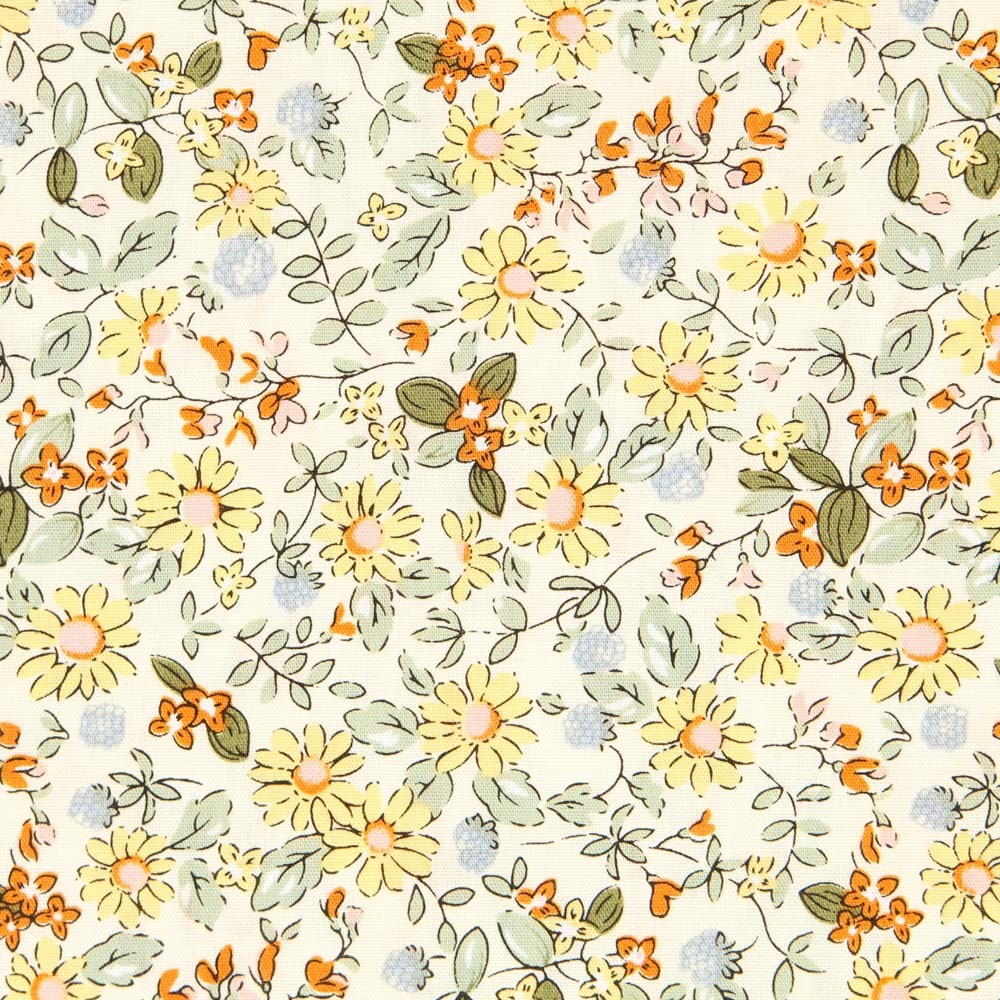 Popeline Florezinhas Amarelo - Ribes y Casals