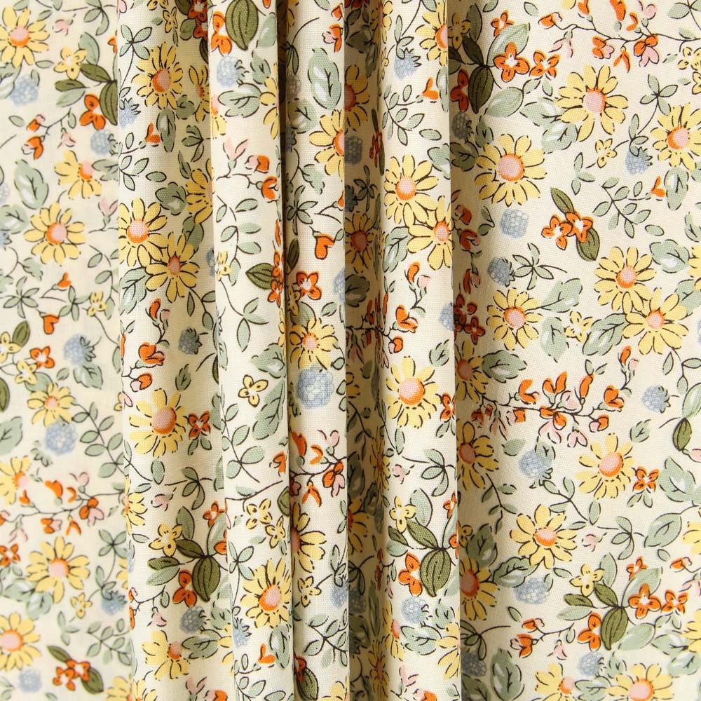 Popeline Florezinhas Amarelo - Ribes y Casals