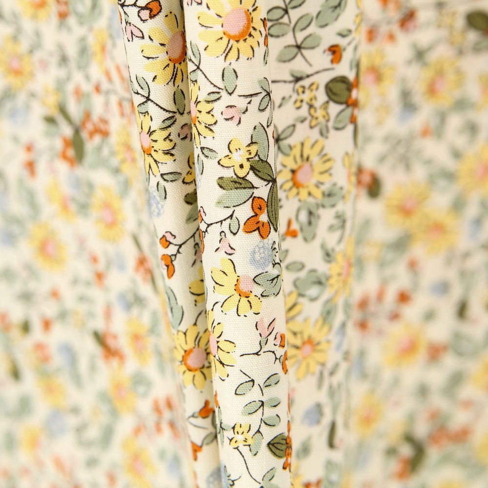 Popeline Florezinhas Amarelo - Ribes y Casals