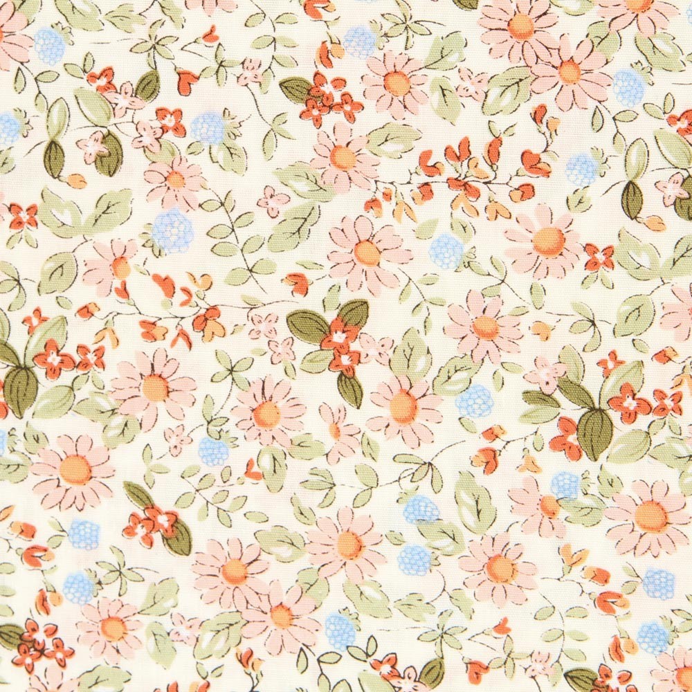 Retal Popelín Florecitas Rosa 60x150cm - Ribes y Casals