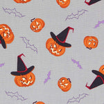 Popeline Halloween Abóboras Cinza - Ribes y Casals