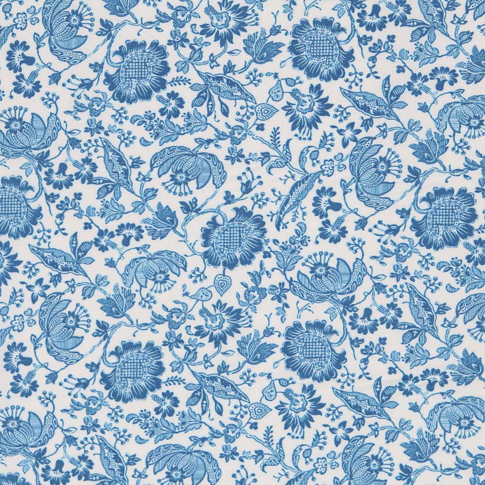 Tecido Popeline Dehli Azul - Ribes y Casals