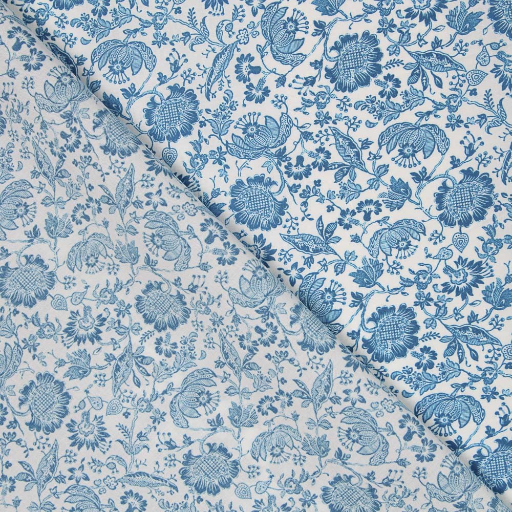 Tecido Popeline Dehli Azul - Ribes y Casals