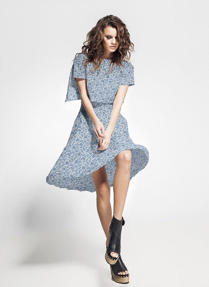 Tecido Popeline Dehli Azul - Ribes y Casals