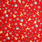 Tecido Natal Cervo Fundo Vermelho - Ribes y Casals