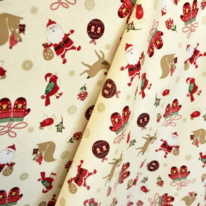 Tecido Natal Desenhos Natal Fundo Cru - Ribes y Casals