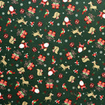 Tecido Natal Desenhos Natal Fundo Verde Escuro - Ribes y Casals
