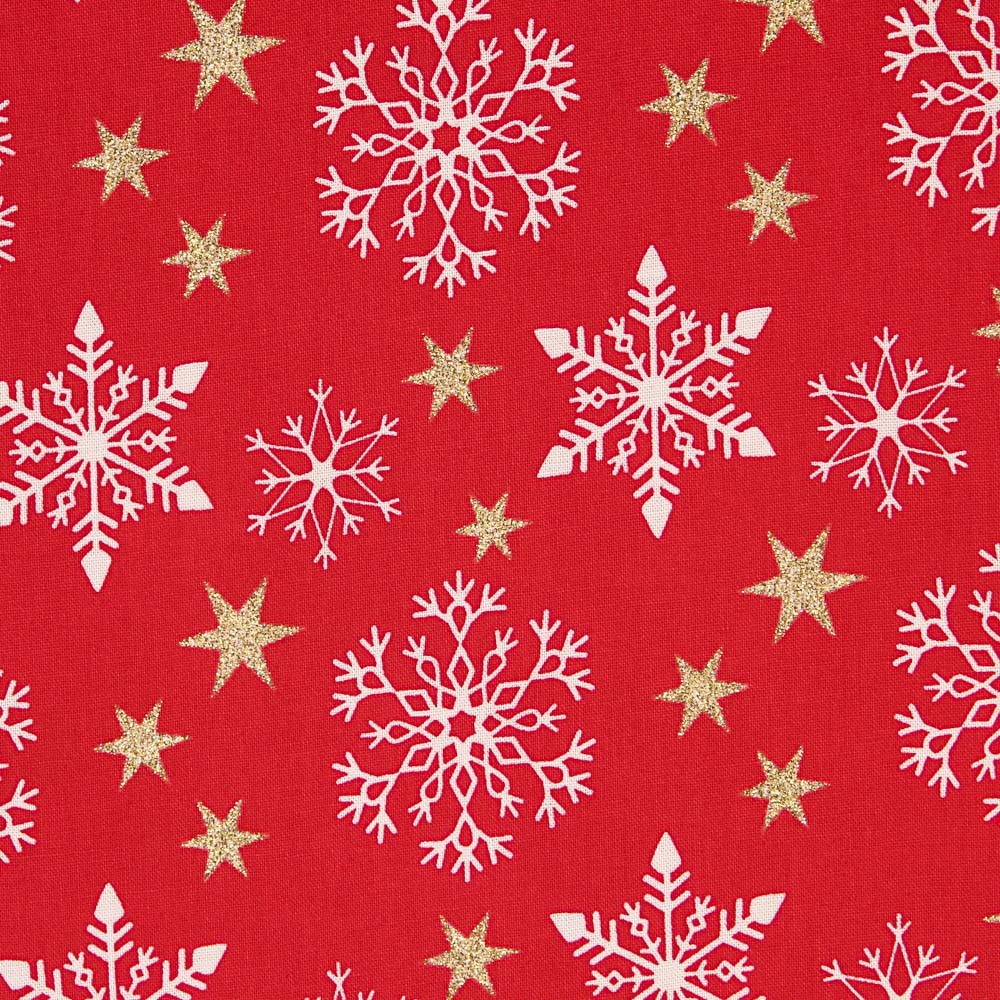 Tecido de Natal Flocos de Neve Encarnado - Ribes y Casals