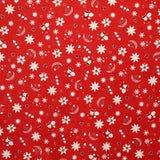 Tecido Natal Estrelas Lua Fundo Vermelho - Ribes y Casals