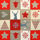 Tecido Natal Mosaico Estrelas Multicor - Ribes y Casals
