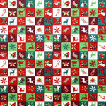 Tecido Natal Mosaico Verde Vermelho - Ribes y Casals