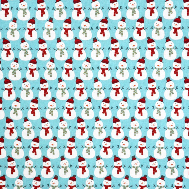 Tecido Natal Boneco de Neve Turquesa - Ribes y Casals