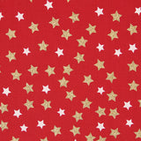 Tecido de Natal Stars Gold Encarnado - Ribes y Casals