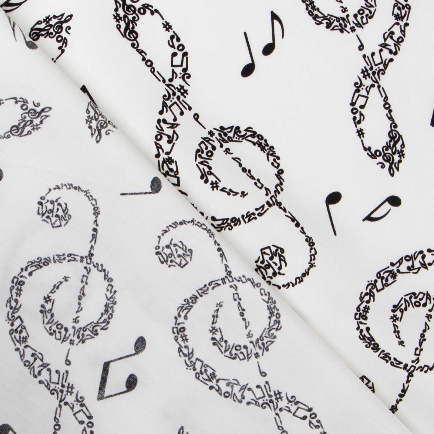 Popeline Notas Musicais Branca - Ribes y Casals