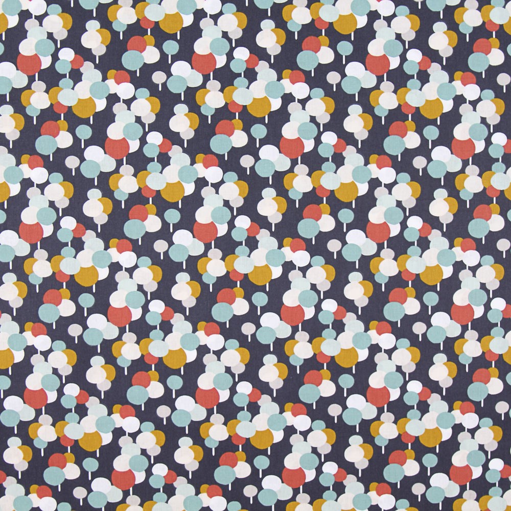 Popeline Patchwork Bubbles Azul Escuro - Ribes y Casals