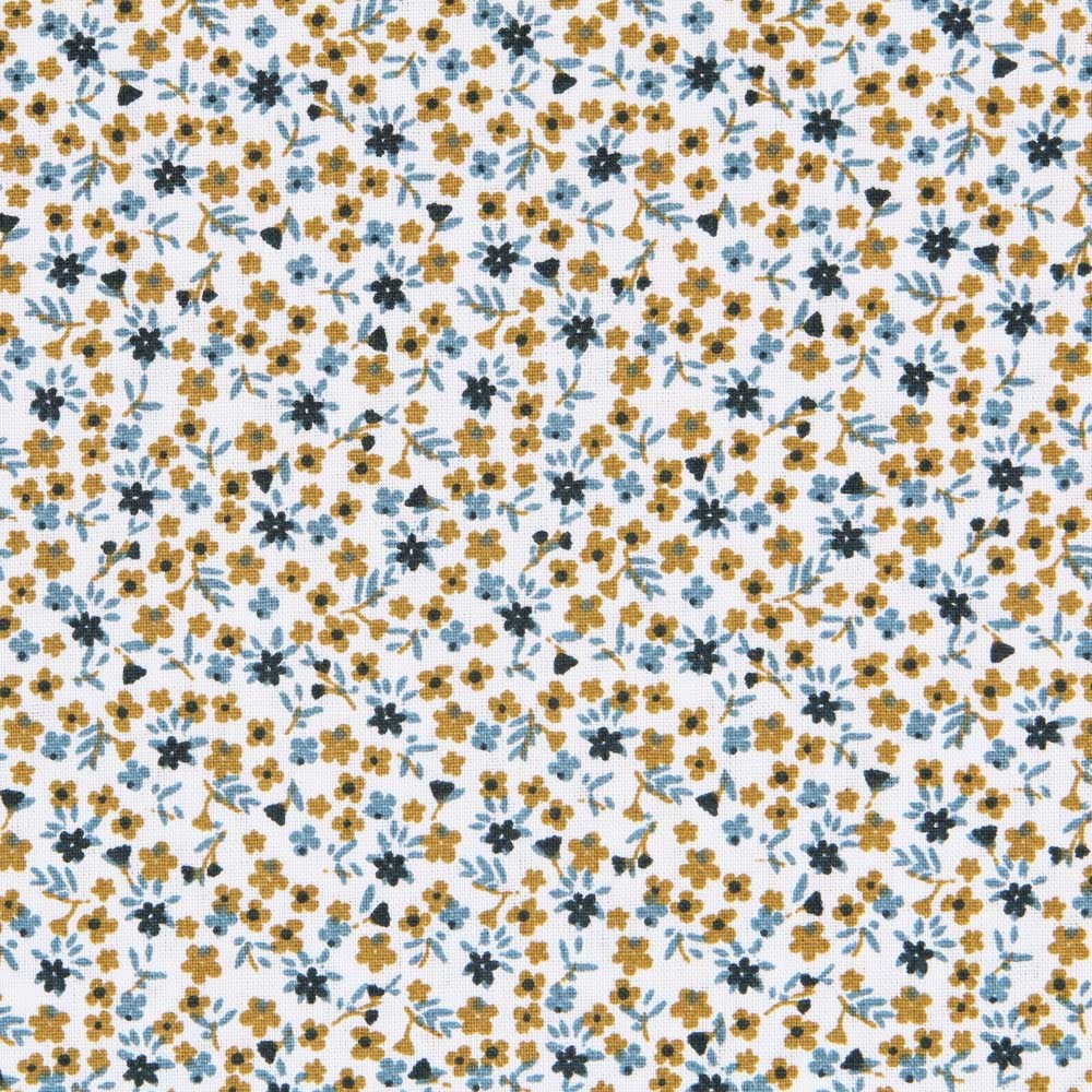 Popeline Patchwork Florzinhas Turquesa - Ribes y Casals