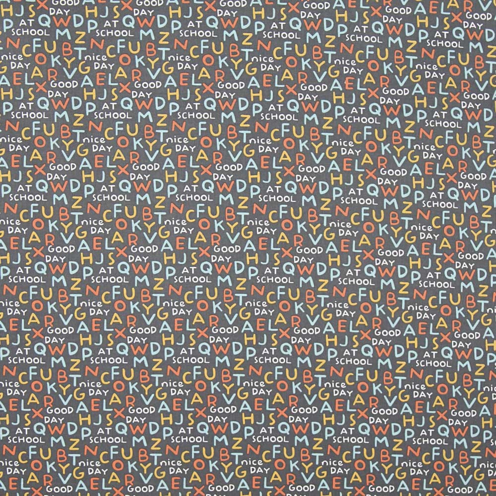 Popeline Patchwork Mai£sculas Azul - Ribes y Casals
