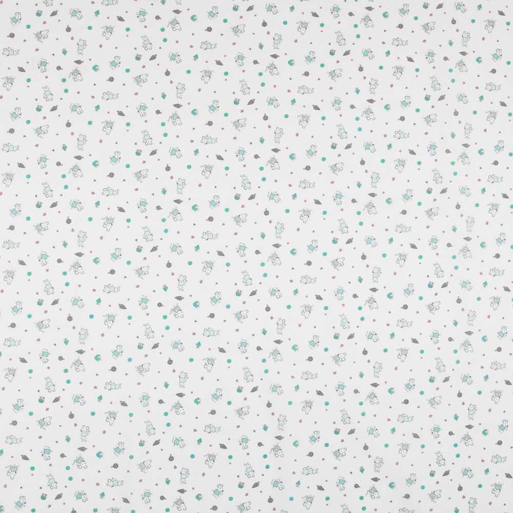 Tecido Popeline Ratinhos Verde - Ribes y Casals