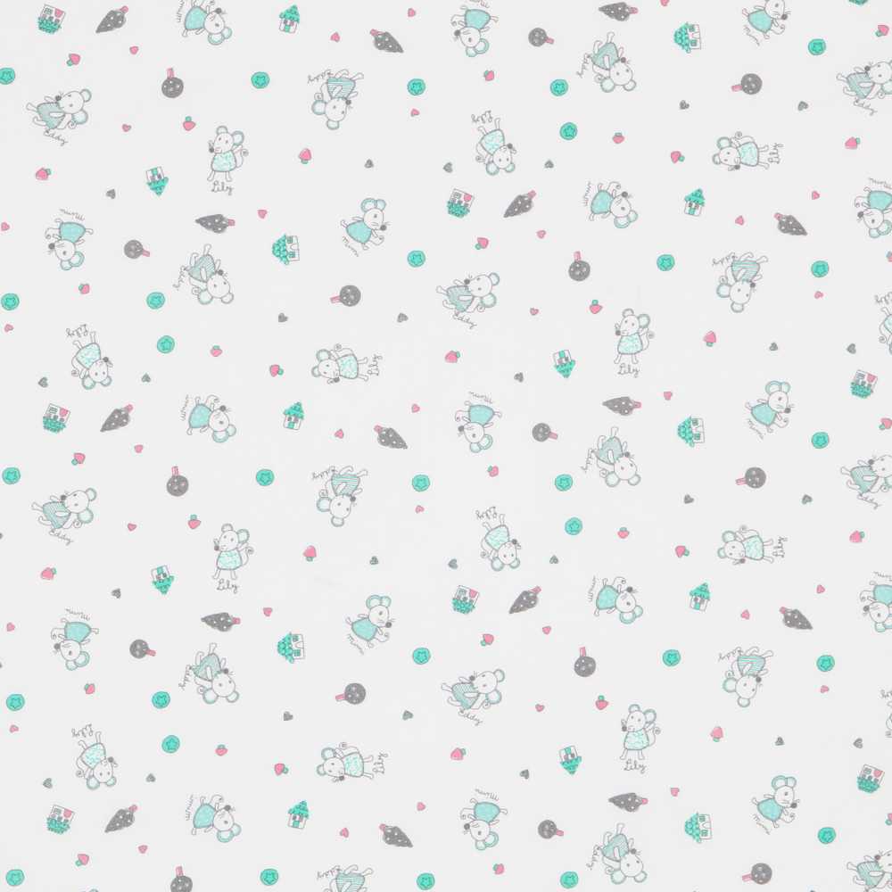 Tecido Popeline Ratinhos Verde - Ribes y Casals