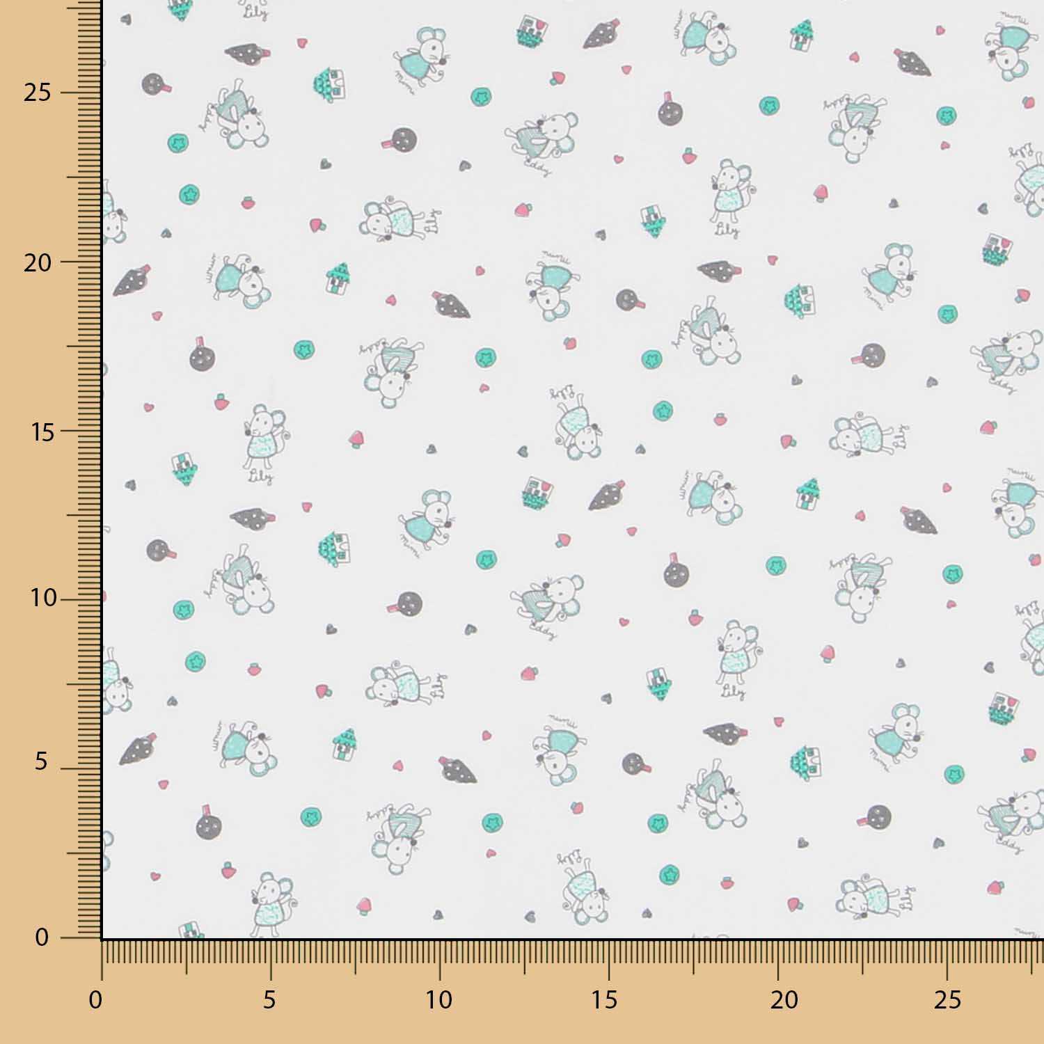 Tecido Popeline Ratinhos Verde - Ribes y Casals