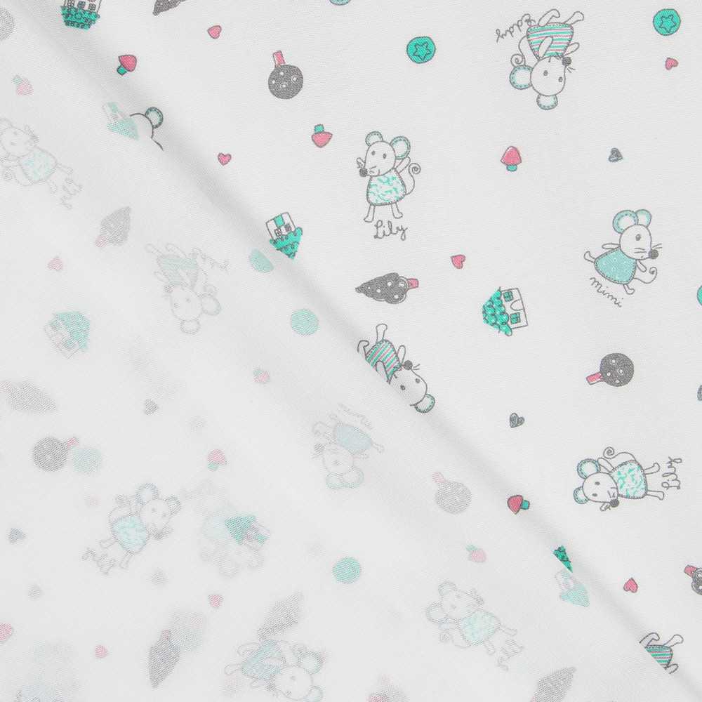 Tecido Popeline Ratinhos Verde - Ribes y Casals