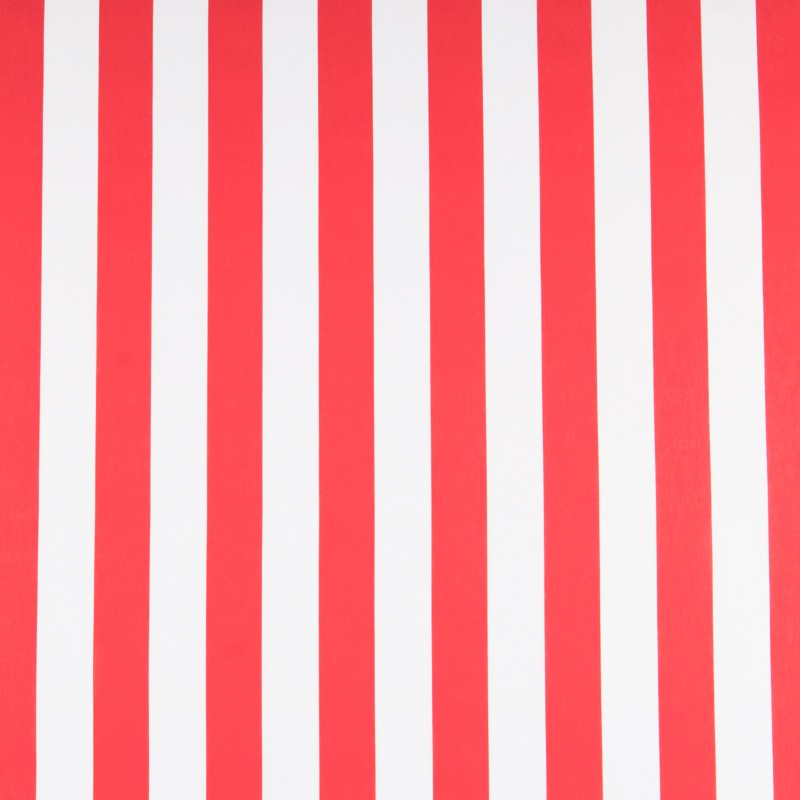 Popelín Listras Branca Vermelha - Ribes y Casals