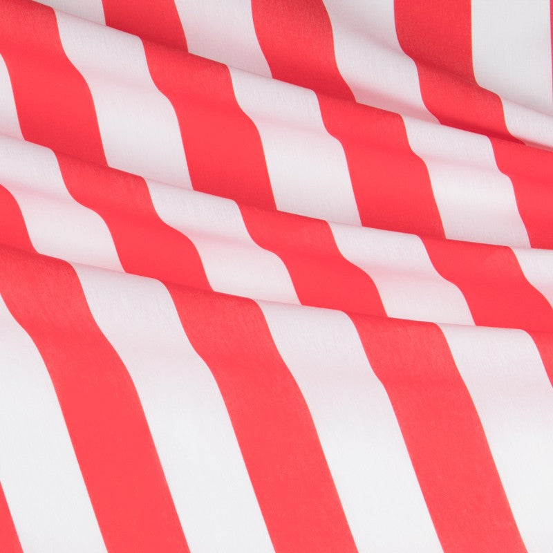 Popelín Listras Branca Vermelha - Ribes y Casals