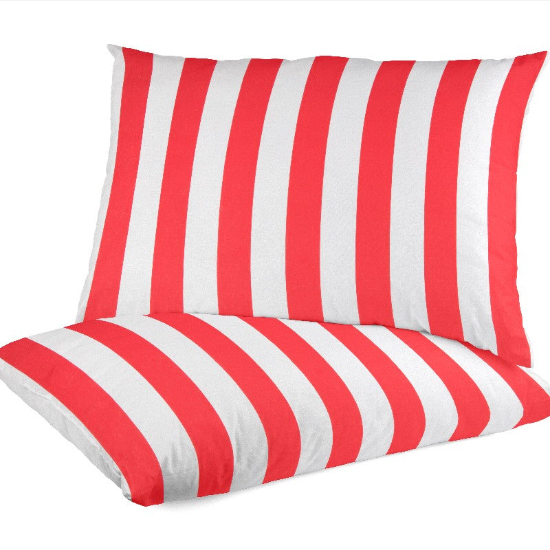 Popelín Listras Branca Vermelha - Ribes y Casals