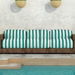 Popelín Listras Branca Verde - Ribes y Casals