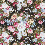 Popeline Retro Floral Preto - Ribes y Casals
