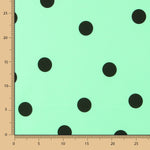 Retal Popelín Spandex Lunares Negro 30mm Menta 85x140 cm - Ribes y Casals