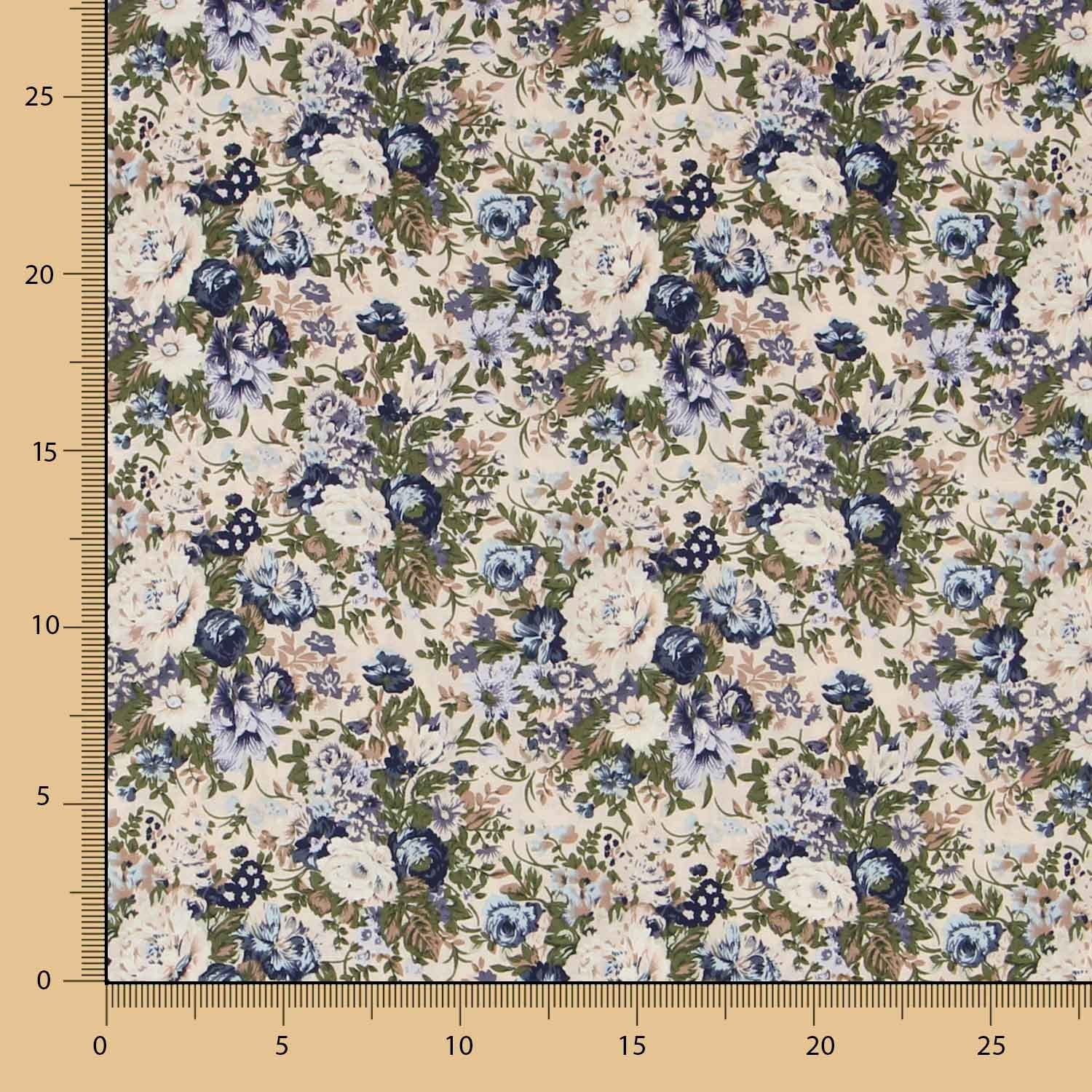 Popeline Vintage Floral Azul - Ribes y Casals