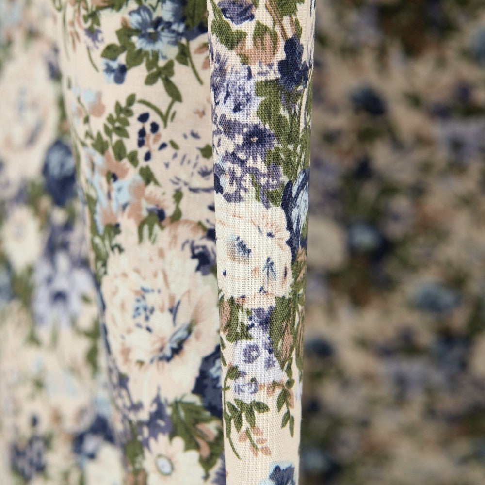 Popeline Vintage Floral Azul - Ribes y Casals